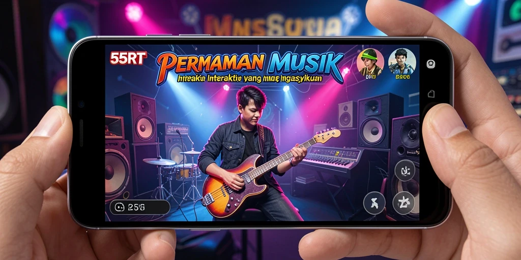 Tampilan menarik dari gameplay <strong>55RT</strong> dengan beragam lagu musik.