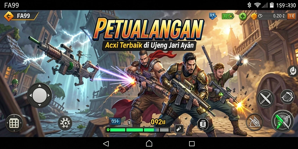 Tangkapan layar menunjukkan aksi intens dalam permainan FA99.