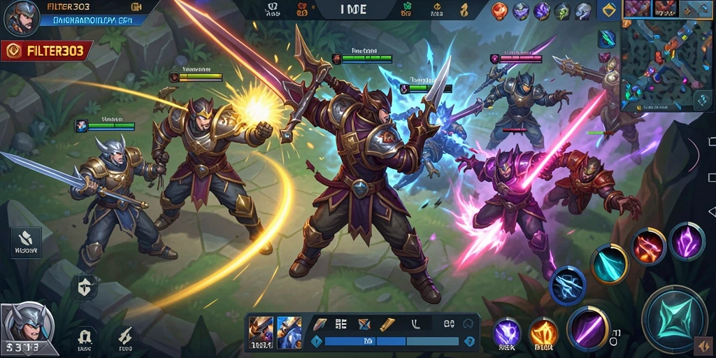 Tampilan aksi seru dalam game MOBA FILTER303.