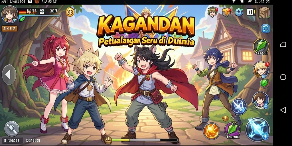 Screenshot menunjukkan karakter utama dalam aksi seru bertarung melawan monster.