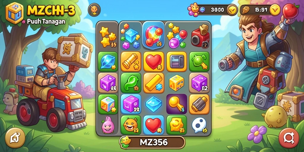 Screenshot gameplay MZ356 yang menunjukkan keseruan mencocokkan item.