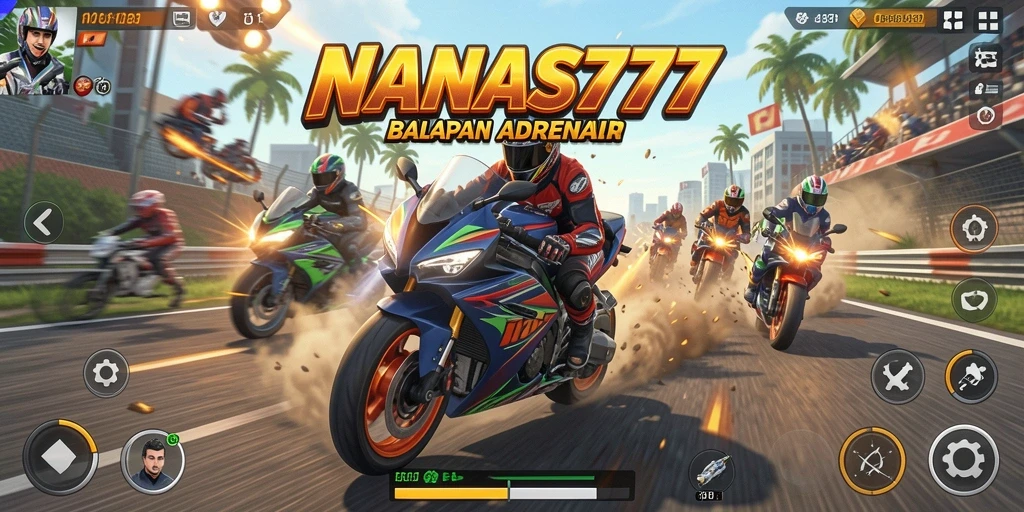 Screenshot gameplay NANAS777 menampilkan aksi balapan motor yang mendebarkan.