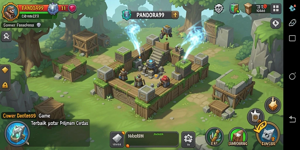 Screenshot PANDORA99 menampilkan aksi seru dalam gameplay Tower Defense.