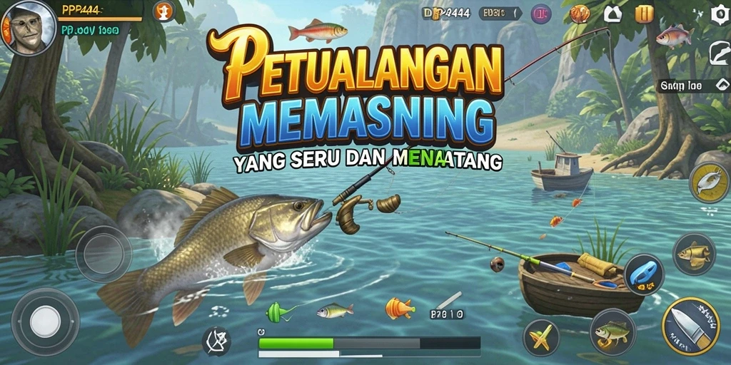 Gameplay seru dalam PP444 dengan momen menangkap ikan.