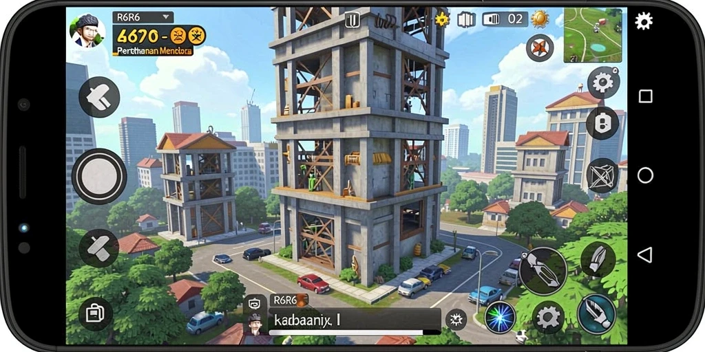 Tampilan gameplay menarik dari R6R6 dalam mode Tower Defense.