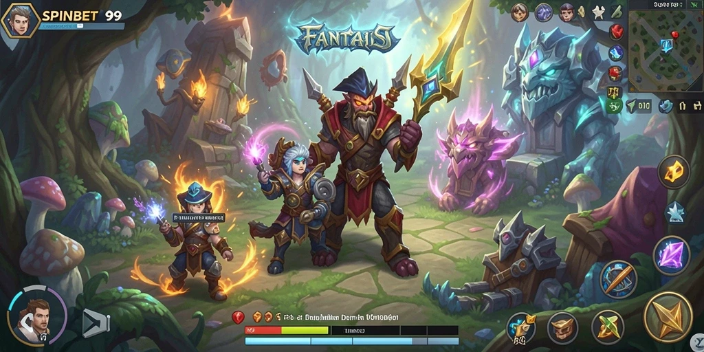 Tampilan gameplay SPINBET99 menampilkan grafik RPG yang memukau dan karakter yang dinamis.