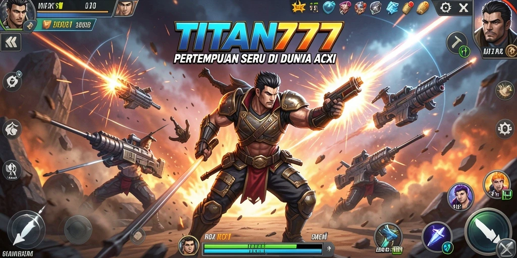 Screenshot gameplay TITAN777 yang menampilkan pertempuran intens.