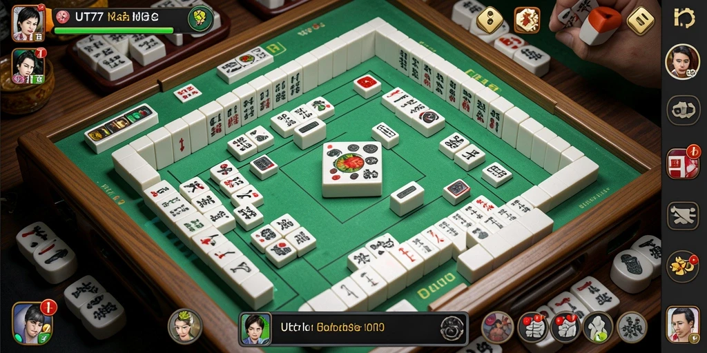 Gameplay utama UT77 yang menampilkan strategi Mahjong yang seru.