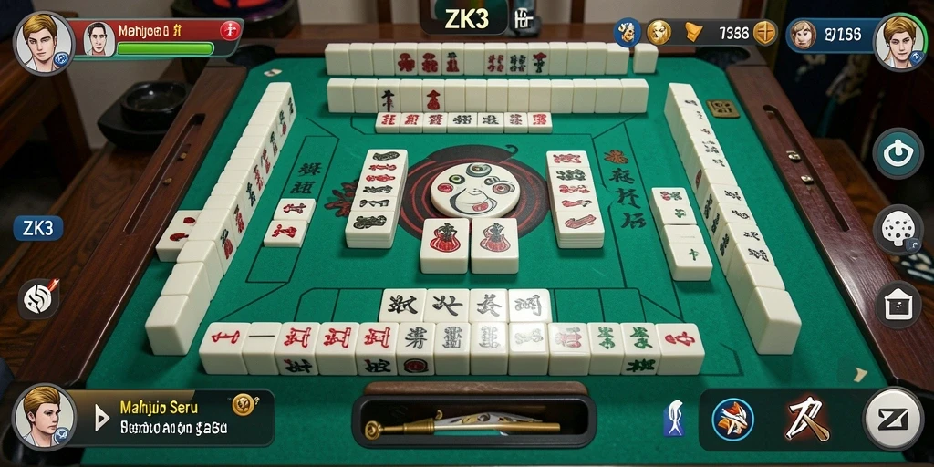 Tampilan gameplay ZK3 yang menarik dan menantang dalam permainan Mahjong.